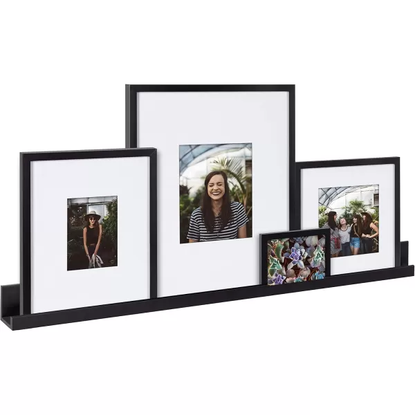 Kate and Laurel Gallery Transitional Frame and Shelf Set Set of 5 Rustic Brown and Black Sophisticated Picture Frame Collection with Multiple Sizes IncludedBlack