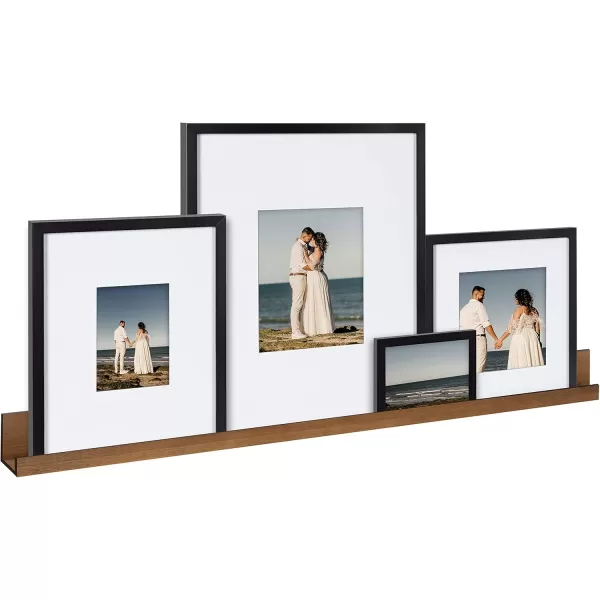Kate and Laurel Gallery Transitional Frame and Shelf Set Set of 5 Rustic Brown and Black Sophisticated Picture Frame Collection with Multiple Sizes IncludedRustic BrownBlack