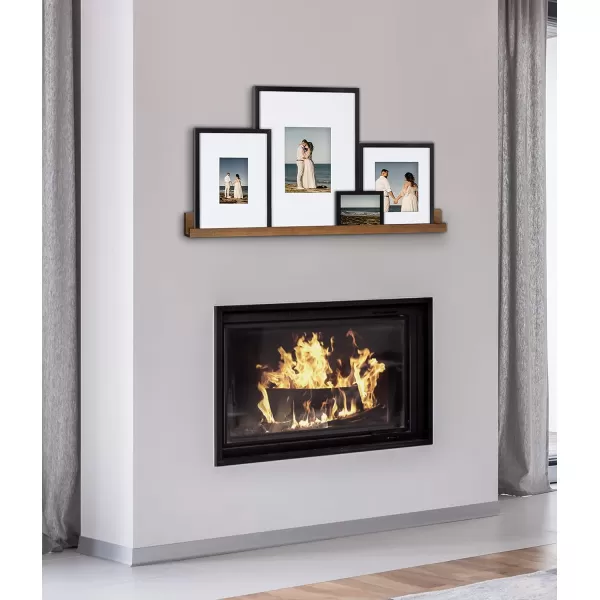 Kate and Laurel Gallery Transitional Frame and Shelf Set Set of 5 Rustic Brown and Black Sophisticated Picture Frame Collection with Multiple Sizes IncludedRustic BrownBlack