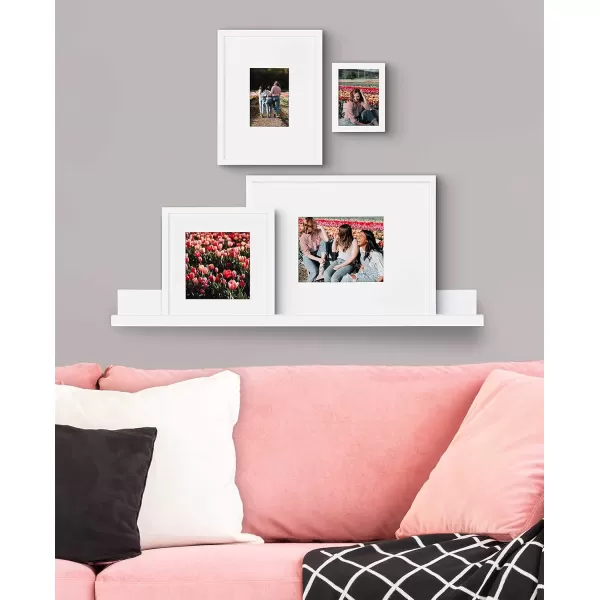 Kate and Laurel Gallery Transitional Frame and Shelf Set Set of 5 Rustic Brown and Black Sophisticated Picture Frame Collection with Multiple Sizes IncludedWhite