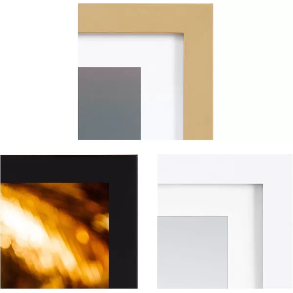 Kate and Laurel Gallery Wall Frame and Shelf Kit Set of 10 Three Modern Glam Finishes Assorted Size Photo FramesAssorted