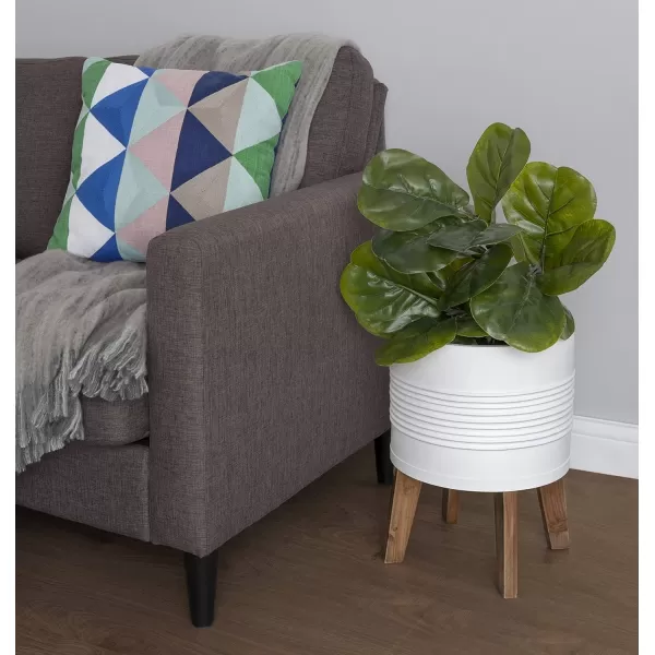 Kate and Laurel Gavri Casual Farmhouse Galvanized Metal Planter with Rustic Wood Stand