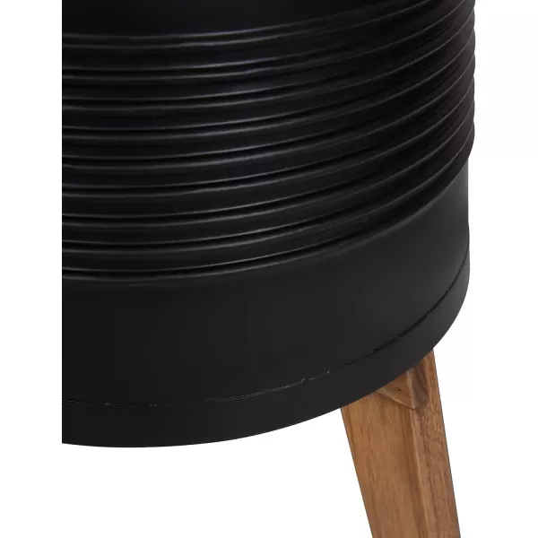 Kate and Laurel Gavri Farmhouse Freestanding Indoor Planter 1125 Inch Diameter Black and Rustic Brown Decorative Plant Stand with Wood Base and Iron Pot