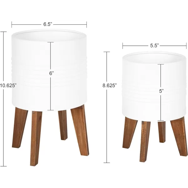 Kate and Laurel Gavri Rustic Farmhouse Metal and Wood Tabletop Planter Set 2 Piece White Decorative Metal Planter Centerpiece for TableWhiteRustic Brown