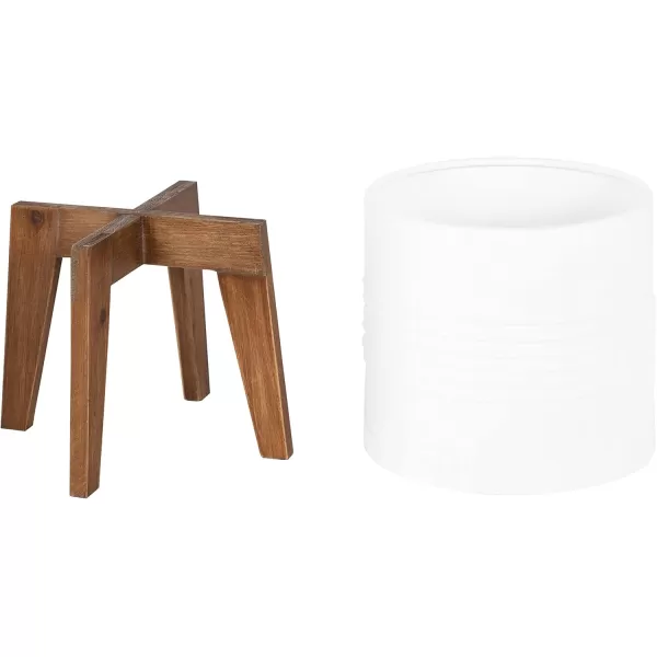 Kate and Laurel Gavri Rustic Farmhouse Metal and Wood Tabletop Planter Set 2 Piece White Decorative Metal Planter Centerpiece for TableWhiteRustic Brown