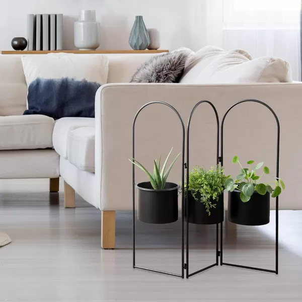 Kate and Laurel Gayla Modern Metal Arch Planter 31 x 75 x 30 Black Arched 3Panel Indoor Freestanding Planter