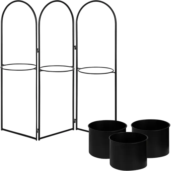 Kate and Laurel Gayla Modern Metal Arch Planter 31 x 75 x 30 Black Arched 3Panel Indoor Freestanding Planter