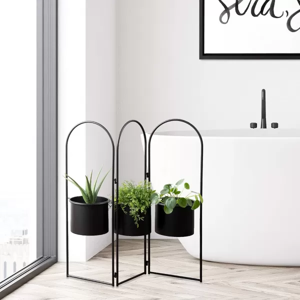 Kate and Laurel Gayla Modern Metal Arch Planter 31 x 75 x 30 Black Arched 3Panel Indoor Freestanding Planter