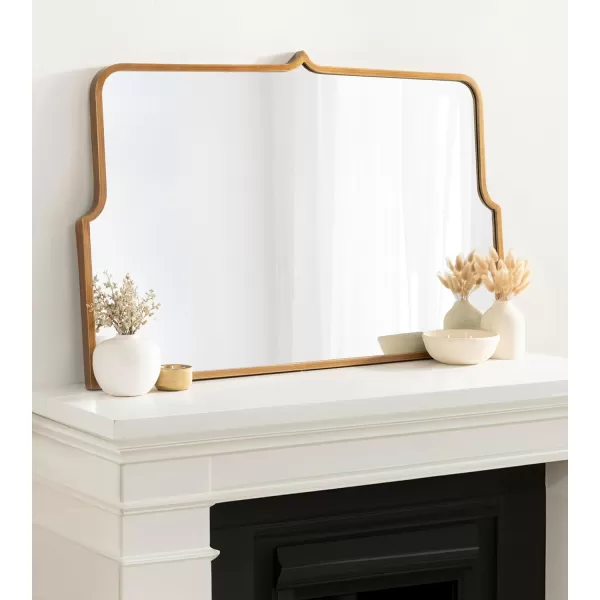 Kate and Laurel Gezella Glam Scalloped Wide Arched Wall Mirror 38 x 24 Antique Gold Stunning Glamorous Decorative Arch Mirror with Soft Scallops and Slim Moroccan FrameGold