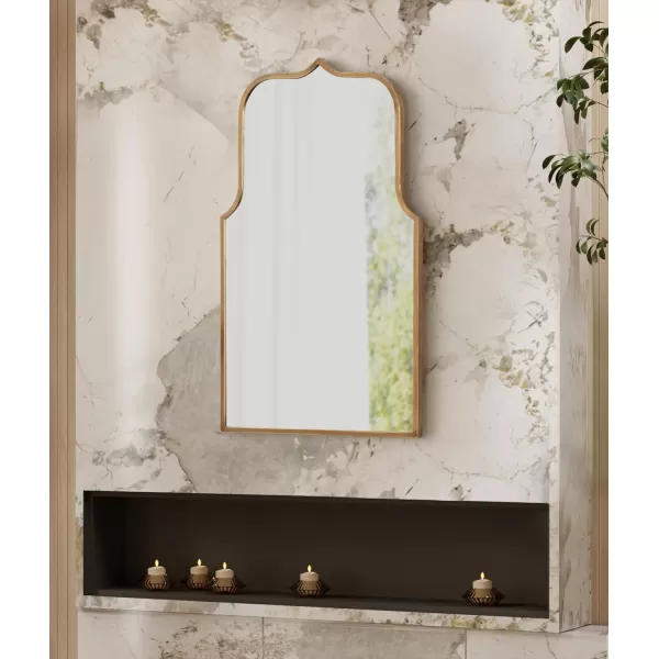 Kate and Laurel Gezella Glam Scalloped Wide Arched Wall Mirror 38 x 24 Antique Gold Stunning Glamorous Decorative Arch Mirror with Soft Scallops and Slim Moroccan FrameGold