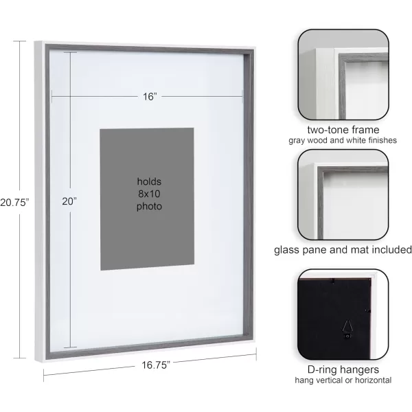 Kate and Laurel Gibson Modern Wall Picture Frame Set of 3 14x18 matted to 11x14 White and Natural Modern ThreePiece Frame Set for Gallery Wall Frame Set in Living Room Wall DecorGrayWhite