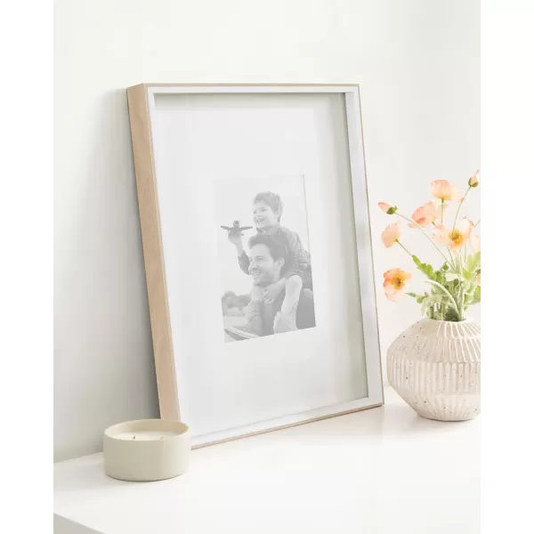 Kate and Laurel Gibson Modern Wall Picture Frame Set of 3 14x18 matted to 11x14 White and Natural Modern ThreePiece Frame Set for Gallery Wall Frame Set in Living Room Wall DecorWhiteNatural