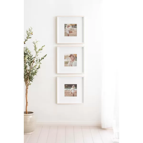 Kate and Laurel Gibson Modern Wall Picture Frame Set of 3 16x20 matted to 8x10 Black ThreePiece Frame Set for Gallery Wall Frame Set in Living Room Wall DcorWhiteNatural