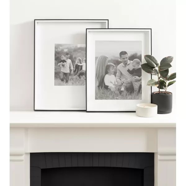 Kate and Laurel Gibson Modern Wall Picture Frame Set of 3 16x20 matted to 8x10 Black ThreePiece Frame Set for Gallery Wall Frame Set in Living Room Wall DcorBlackWhite