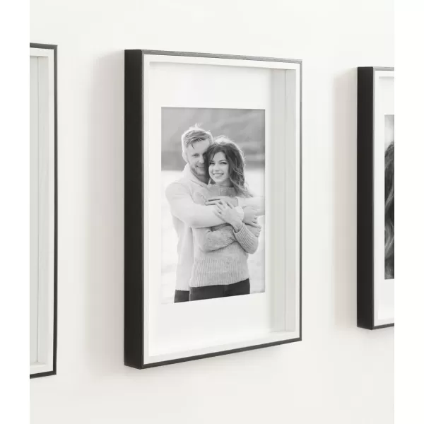 Kate and Laurel Gibson Modern Wall Picture Frame Set of 3 16x20 matted to 8x10 Black ThreePiece Frame Set for Gallery Wall Frame Set in Living Room Wall DcorBlackWhite