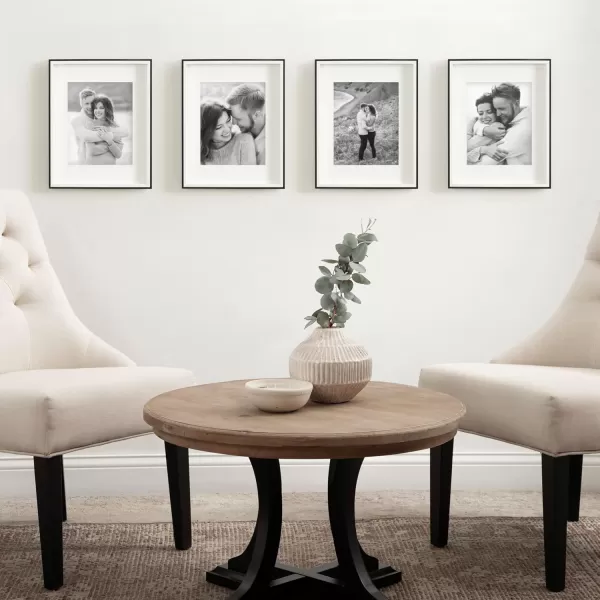 Kate and Laurel Gibson Modern Wall Picture Frame Set of 3 16x20 matted to 8x10 Black ThreePiece Frame Set for Gallery Wall Frame Set in Living Room Wall DcorBlackWhite