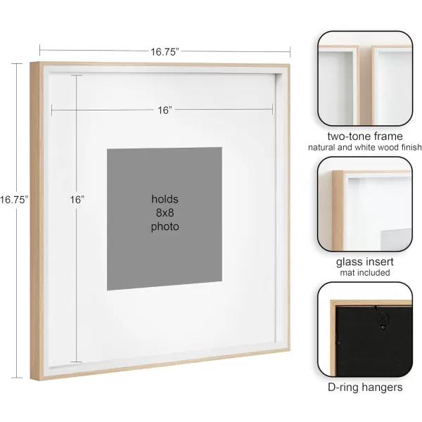 Kate and Laurel Gibson Modern Wall Picture Frame Set of 3 16x20 matted to 8x10 Black ThreePiece Frame Set for Gallery Wall Frame Set in Living Room Wall DcorWhiteNatural