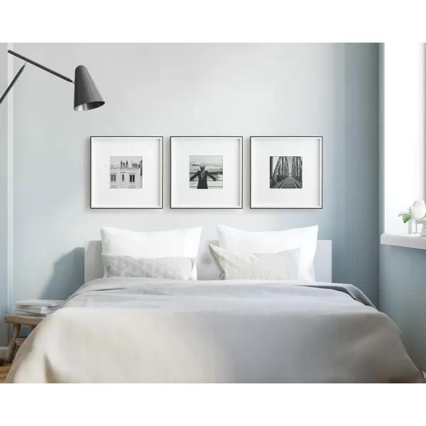 Kate and Laurel Gibson Modern Wall Picture Frame Set of 3 16x20 matted to 8x10 Black ThreePiece Frame Set for Gallery Wall Frame Set in Living Room Wall DcorBlackWhite