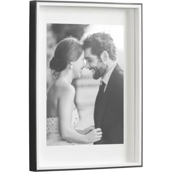 Kate and Laurel Gibson Modern Wall Picture Frame Set of 3 16x20 matted to 8x10 Black ThreePiece Frame Set for Gallery Wall Frame Set in Living Room Wall DcorBlackWhite