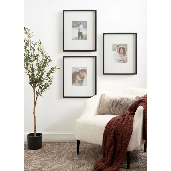 Kate and Laurel Gibson Modern Wall Picture Frame Set of 3 16x20 matted to 8x10 Black ThreePiece Frame Set for Gallery Wall Frame Set in Living Room Wall DcorBlack