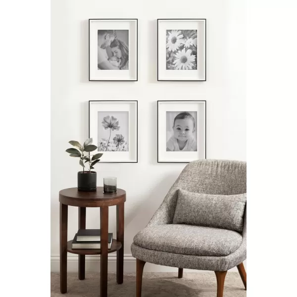 Kate and Laurel Gibson Modern Wall Picture Frame Set of 3 16x20 matted to 8x10 Black ThreePiece Frame Set for Gallery Wall Frame Set in Living Room Wall DcorBlackWhite