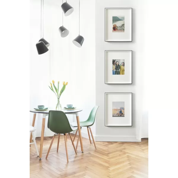 Kate and Laurel Gibson Modern Wall Picture Frame Set of 3 16x20 matted to 8x10 Black ThreePiece Frame Set for Gallery Wall Frame Set in Living Room Wall DcorBlackWhite