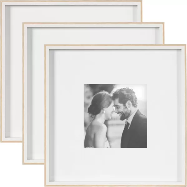 Kate and Laurel Gibson Modern Wall Picture Frame Set of 3 16x20 matted to 8x10 Black ThreePiece Frame Set for Gallery Wall Frame Set in Living Room Wall DcorWhiteNatural