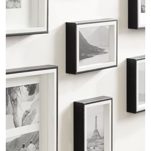 Kate and Laurel Gibson Transitional Picture Frame Set Set Of 10 Varying Sizes Black and White TwoTone Wall Frame Set Collection with Hanging Template for Gallery Wall Picture Frame DisplayBlackWhite
