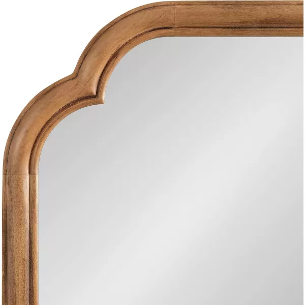 Kate and Laurel Glenby Transitional Scalloped Wall Mirror 24 x 36 Rustic Brown Wooden Farmhouse Bathroom Mirror with Rounded and Stepped Frame ProfileRustic Brown
