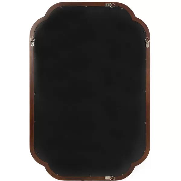 Kate and Laurel Glenby Transitional Scalloped Wall Mirror 24 x 36 Rustic Brown Wooden Farmhouse Bathroom Mirror with Rounded and Stepped Frame ProfileWalnut Brown