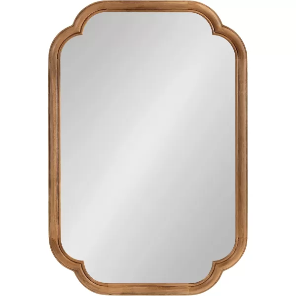 Kate and Laurel Glenby Transitional Scalloped Wall Mirror 24 x 36 Rustic Brown Wooden Farmhouse Bathroom Mirror with Rounded and Stepped Frame ProfileRustic Brown