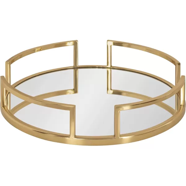 Kate and Laurel Gohana Modern Mirrored Tray 16 Inch Diameter Gold Decorative Round Mirror Tray for Storage and DisplayGold