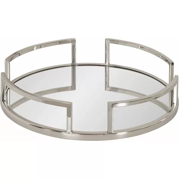 Kate and Laurel Gohana Modern Mirrored Tray 16 Inch Diameter Gold Decorative Round Mirror Tray for Storage and DisplaySilver