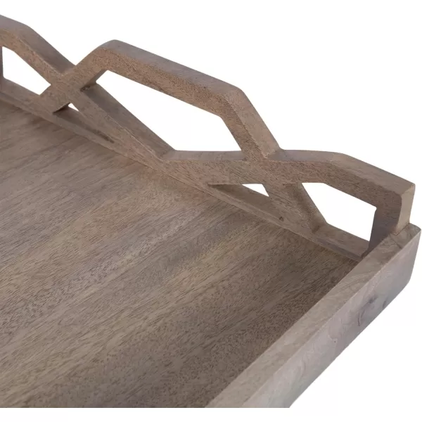 Kate and Laurel Grassley Decorative Farmhouse Tray 19 x 13 x 3 Whitewash Coastal Ottoman Tray for Storage and DisplayGray