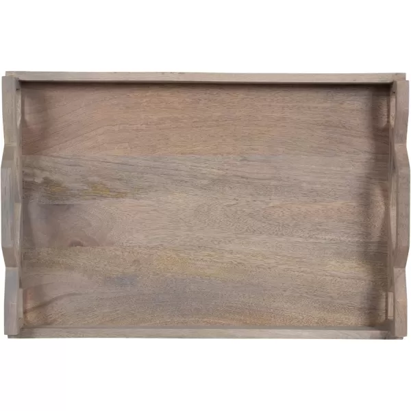 Kate and Laurel Grassley Decorative Farmhouse Tray 19 x 13 x 3 Whitewash Coastal Ottoman Tray for Storage and DisplayGray