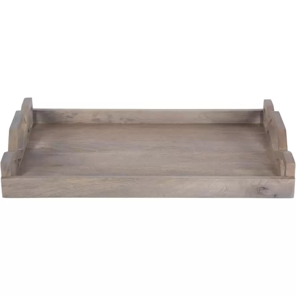 Kate and Laurel Grassley Decorative Farmhouse Tray 19 x 13 x 3 Whitewash Coastal Ottoman Tray for Storage and DisplayGray
