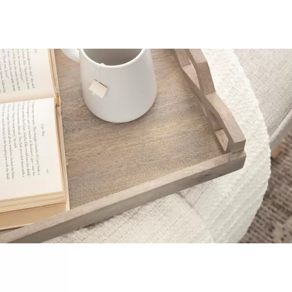 Kate and Laurel Grassley Decorative Farmhouse Tray 19 x 13 x 3 Whitewash Coastal Ottoman Tray for Storage and DisplayGray