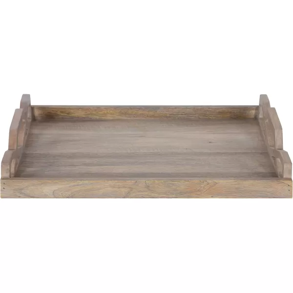 Kate and Laurel Grassley Decorative Farmhouse Tray 19 x 13 x 3 Whitewash Coastal Ottoman Tray for Storage and DisplayWhite