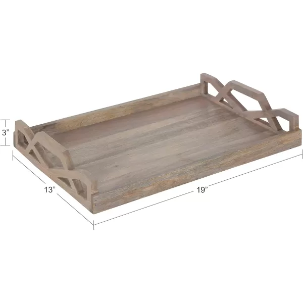 Kate and Laurel Grassley Decorative Farmhouse Tray 19 x 13 x 3 Whitewash Coastal Ottoman Tray for Storage and DisplayWhite