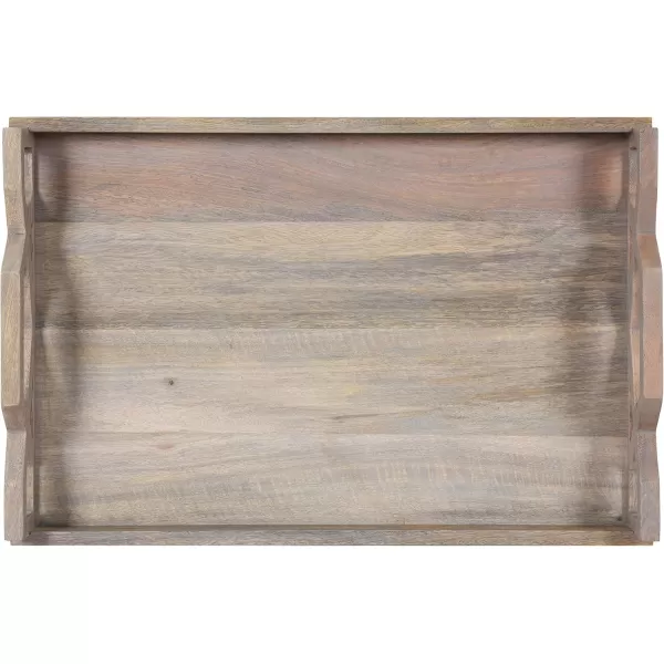 Kate and Laurel Grassley Decorative Farmhouse Tray 19 x 13 x 3 Whitewash Coastal Ottoman Tray for Storage and DisplayWhite