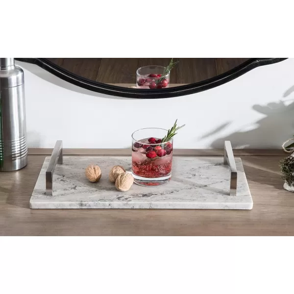 Kate and Laurel Graycott Modern Marble Tray 8 x 16 Gray Decorative Authentic Tray for Vanity or OttomanBrown