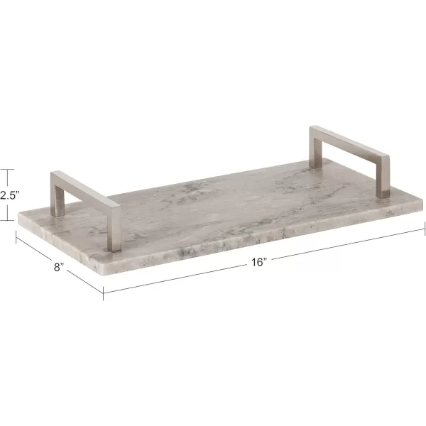 Kate and Laurel Graycott Modern Marble Tray 8 x 16 Gray Decorative Authentic Tray for Vanity or OttomanBrown