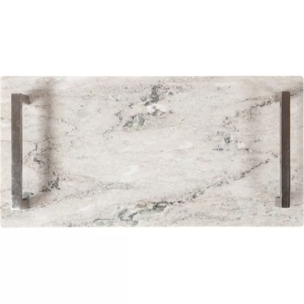 Kate and Laurel Graycott Modern Marble Tray 8 x 16 Gray Decorative Authentic Tray for Vanity or OttomanBrown