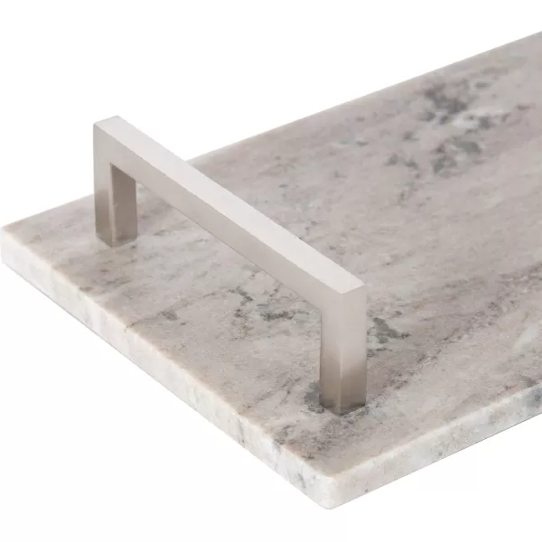 Kate and Laurel Graycott Modern Marble Tray 8 x 16 Gray Decorative Authentic Tray for Vanity or OttomanBrown