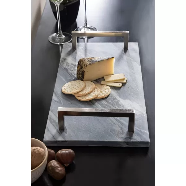 Kate and Laurel Graycott Modern Marble Tray 8 x 16 Gray Decorative Authentic Tray for Vanity or OttomanGray