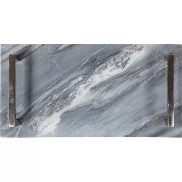 Kate and Laurel Graycott Modern Marble Tray 8 x 16 Gray Decorative Authentic Tray for Vanity or OttomanGray