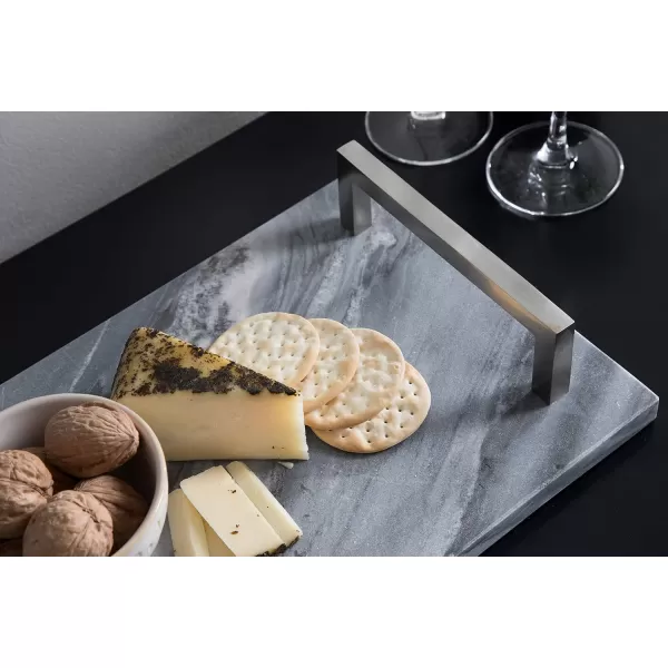 Kate and Laurel Graycott Modern Marble Tray 8 x 16 Gray Decorative Authentic Tray for Vanity or OttomanGray