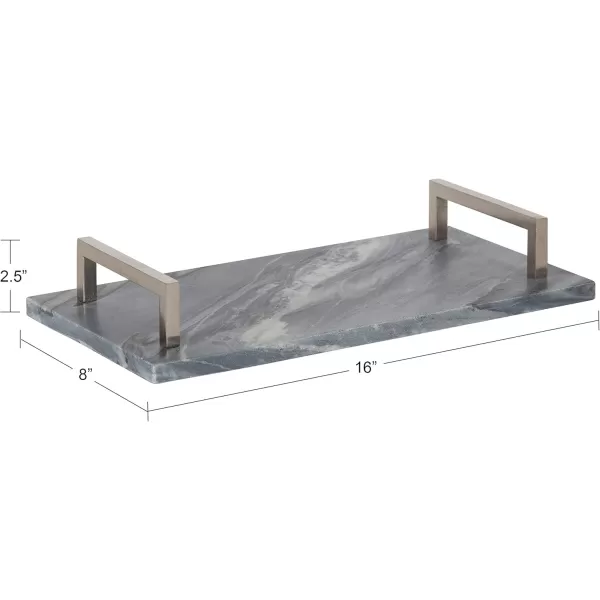 Kate and Laurel Graycott Modern Marble Tray 8 x 16 Gray Decorative Authentic Tray for Vanity or OttomanGray