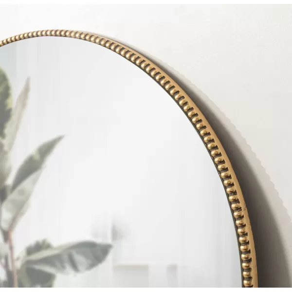 Kate and Laurel Gwendolyn Decorative Round Wall Mirror with Beaded Gold Leaf Frame 236Inch DiameterGold