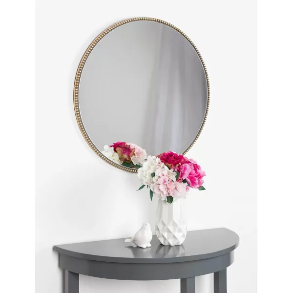 Kate and Laurel Gwendolyn Decorative Round Wall Mirror with Beaded Gold Leaf Frame 236Inch DiameterGold